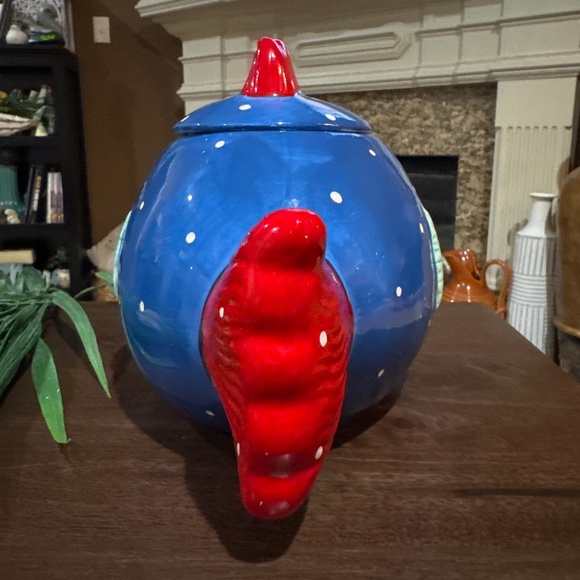 Large 12" Fish Design Cookie Jar by Coco Dowley w/ Lid Ceramic Blue Colorful - Picture 5 of 8